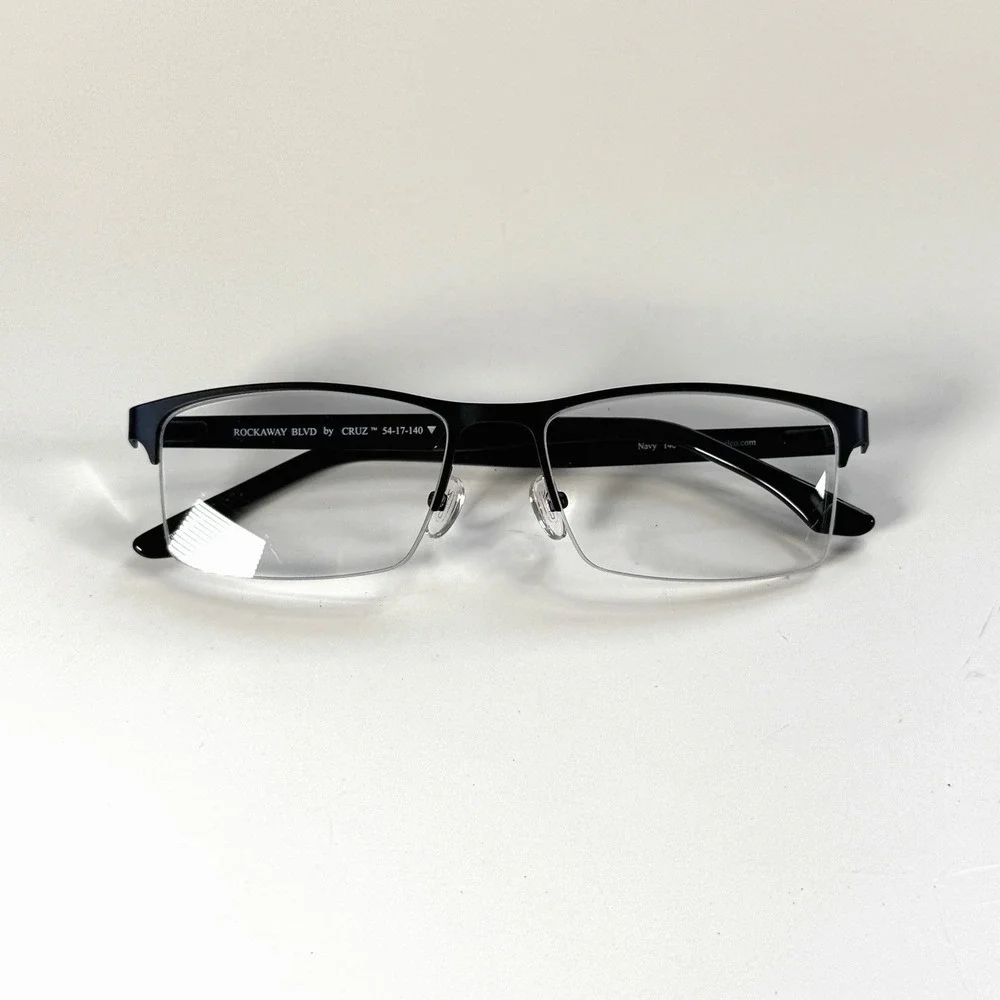 Cruz Rockaway Blvd Eyeglasses Frame Only 54-17-140 Navy Mens Half Rim Metal‎